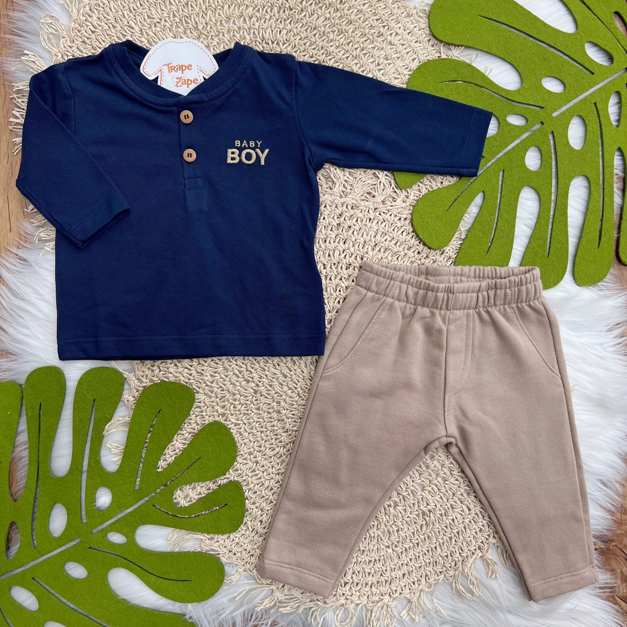 Conj. Blusa Manga Longa Baby Boy e Calça de Moletom - Marinho